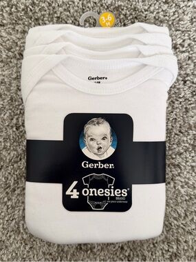 NWT Gerber White Baby Onesies, 3-6 months, 4 Pack